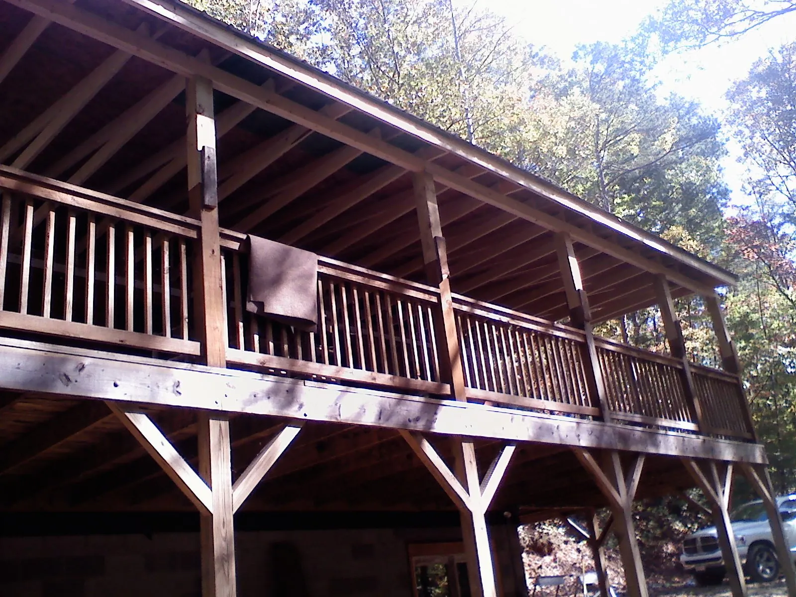 Timber framing under a new elevated porch and deck — Roof Leak Repair in Brownsboro by Roofing Brothers